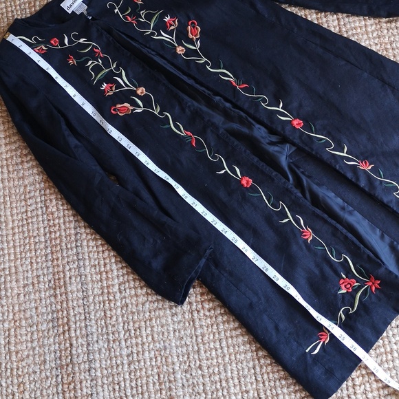 Vintage linen flowered long jacket - Picture 11 of 12